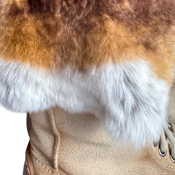 Natural Fur + Shearling-Lined Winter Boots – Tan Suede Lace-Up & Zipper - Picture 5 of 10